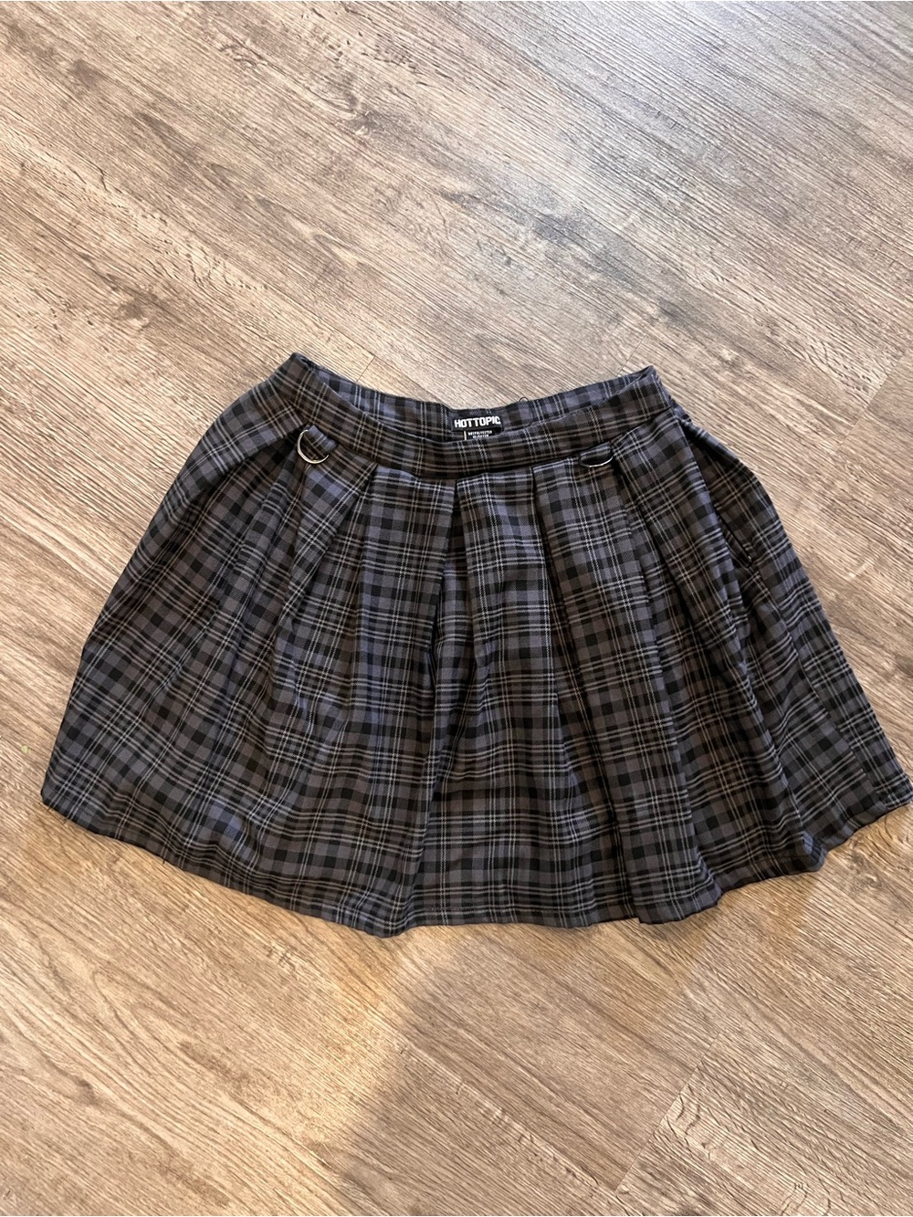 Hot Topic Black and Gray Plaid Skater Skirt